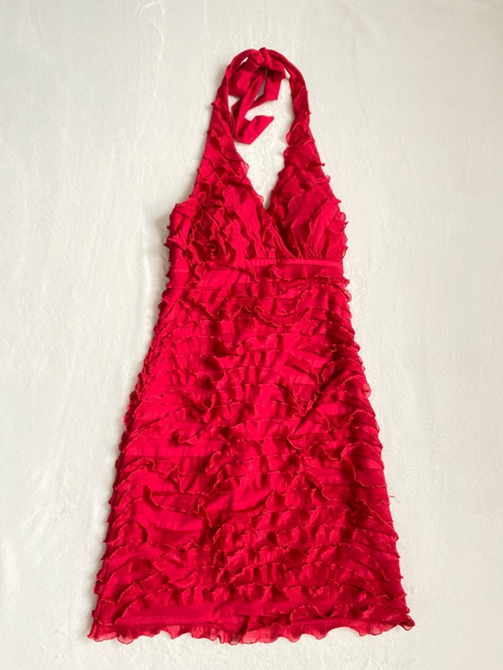 Y2K Red Ruffled Halter Dress